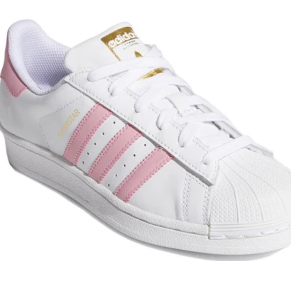 Adidas Superstar White with Pink and Gold Accents